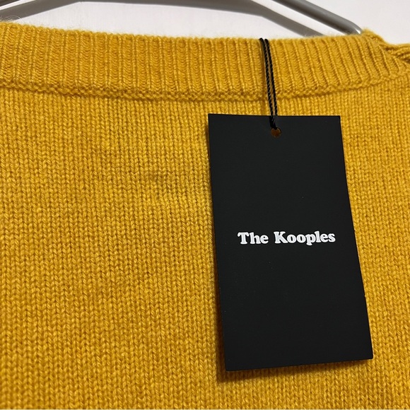 The Kooples yellow mustard cashmere cardigan oversized crop length sweater sz 2 - Picture 8 of 11
